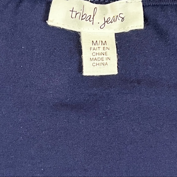 Tribal Jeans Sz Medium Nautical Woven Front Printed Challis Short Sleeve… - Picture 7 of 8